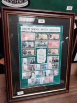 Framed print of Irish Bank Notes. {56 cm H x 44 cm W}