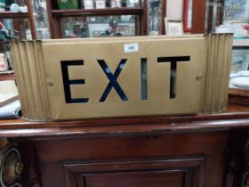 1930's Art Deco metal EXIT sign. {25 cm H x 70 cm x 10 cm D}.