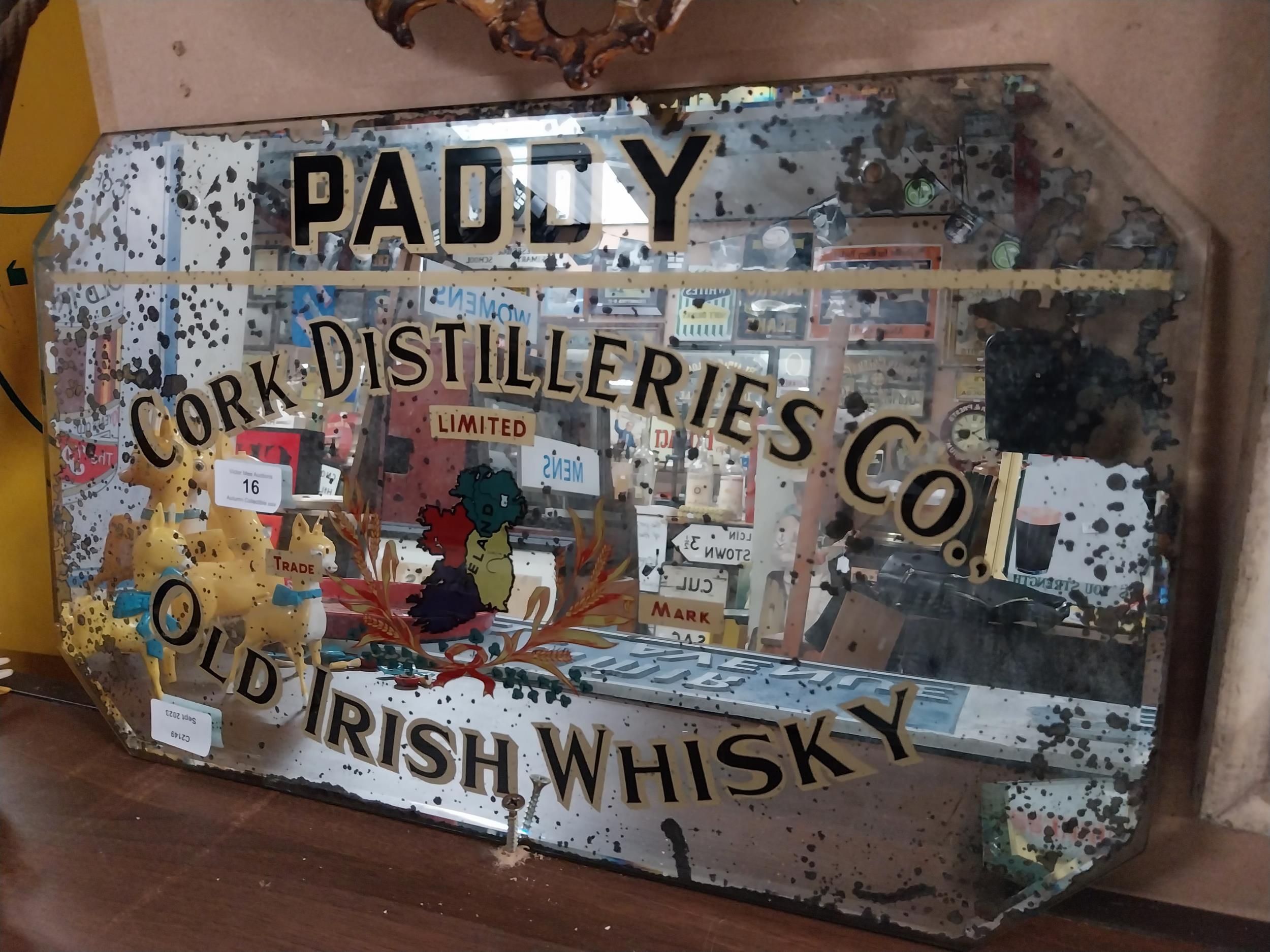 Paddy Whiskey Cork Distillers Advertising mirror. {31 cm H x 51 cm W}. - Image 2 of 7