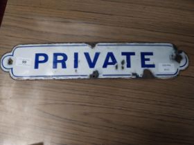Private enamel door sign. {9 cm H x 42 cm W}.