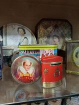 Collection of fifteen Royal tins {H 24cm down to H 8cm}