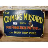 Colamn's Mustard enamel advertising sign. {24 cm H x 36 cm W}.