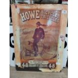 1970's Howes Bicycles and Tricycles tin plate advertising sign. {61 cm H x 46 cm D}.