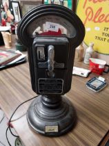 Radio in the form of an American Parking meter. {49 cm H x 21 cm W x 21 cm D}.