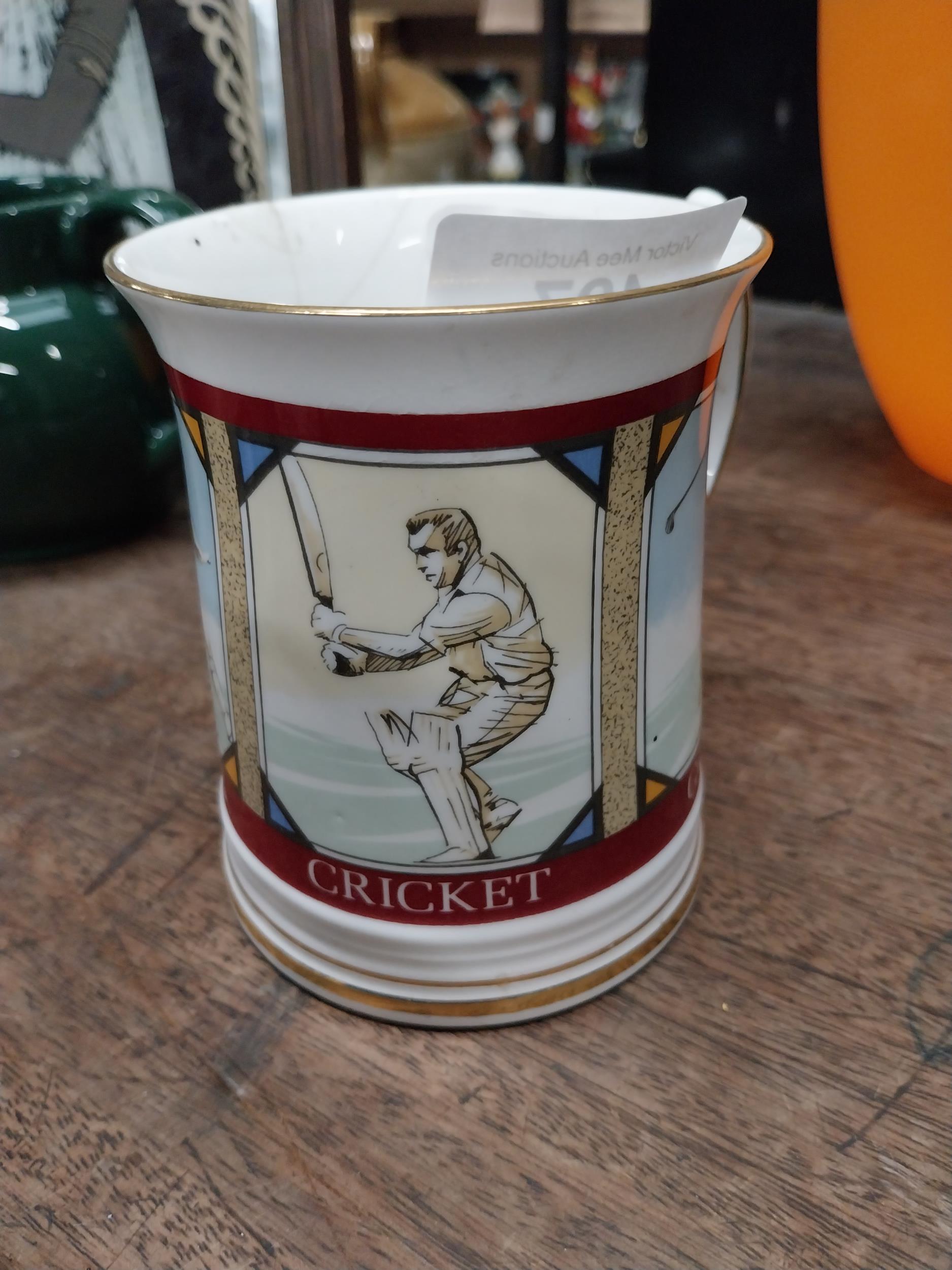 Sportsman's Bone China ceramic tankard Elizabethan edition depicting Cricket Soccer etc. With slight - Image 3 of 5
