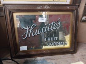 Thwaites Fruit Cordials framed advertising mirror. {31 cm H x 41 cm W}.