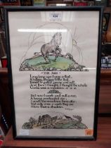 The Ass poem in wooden frame. {48 cm H x 32 cm W}.