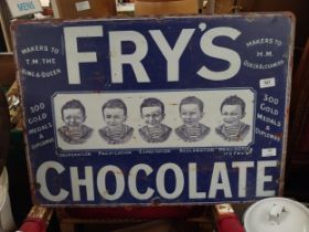 Fry's Chocolate Five Boys tin plate advertising sign. {50 cm H x 70 cm W}.