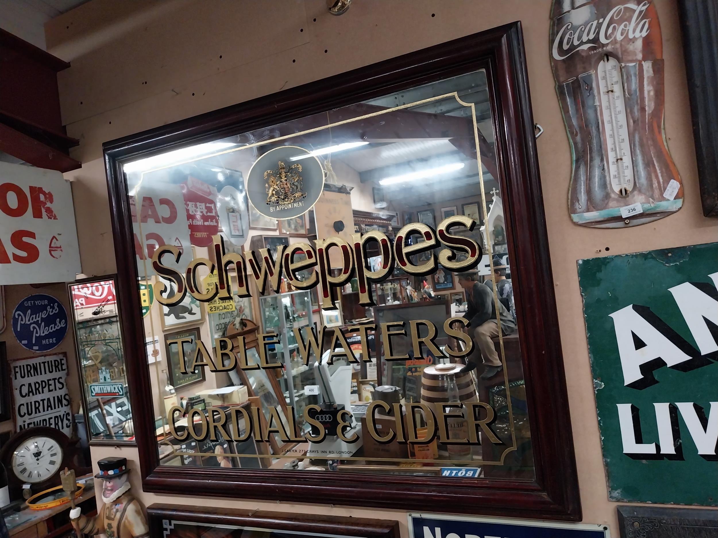Schweppes Table Waters Cordials and Cider framed advertising mirror by J Carter 273 Grays Inn Road - Image 9 of 10