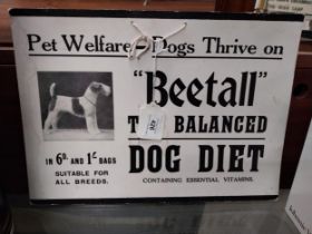 Beetall The Balanced Dog Diet cardboard showcard. {27 cm H x 38 cm W}.