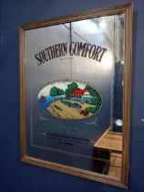 Southern Comfort framed advertising mirror {H 65cm x W 50cm }.