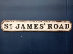 Georgian Cast iron St James Road Dublin sign {H 19cm x W 115cm }.