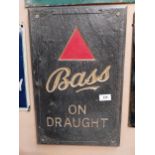 Early 20th C. Bass on Draught slate advertisement. {31 cm H x 48 cm W}.