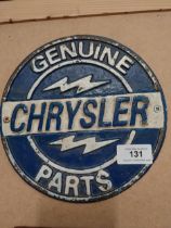 Genuine Chrysler Parts cast iron wall plaque. {20 cm Dia.}.
