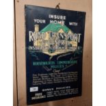 Road Transport and General Insurance Company alloy advertising sign. {47 cm H x 30 cm W}.