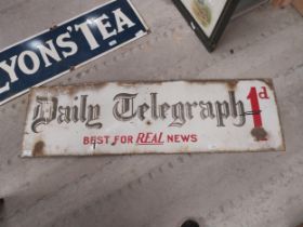 Daily Telegraph Best for Daily News enamel advertising sign. {36 cm H x 122 cm W}.
