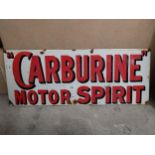 Carburine Motor Spirit enamel advertising sign. {24 cm H x 62 cm W}.