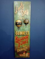 Lovely Day for a Guinness balloon flight wooden advertising board {H 90cm x W 25cm x D 3cm }.