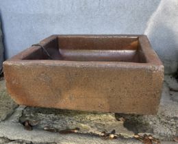 Original Victorian salt glazed terracotta drain gulley. {H 13cm x W 31cm x D 31cm }.