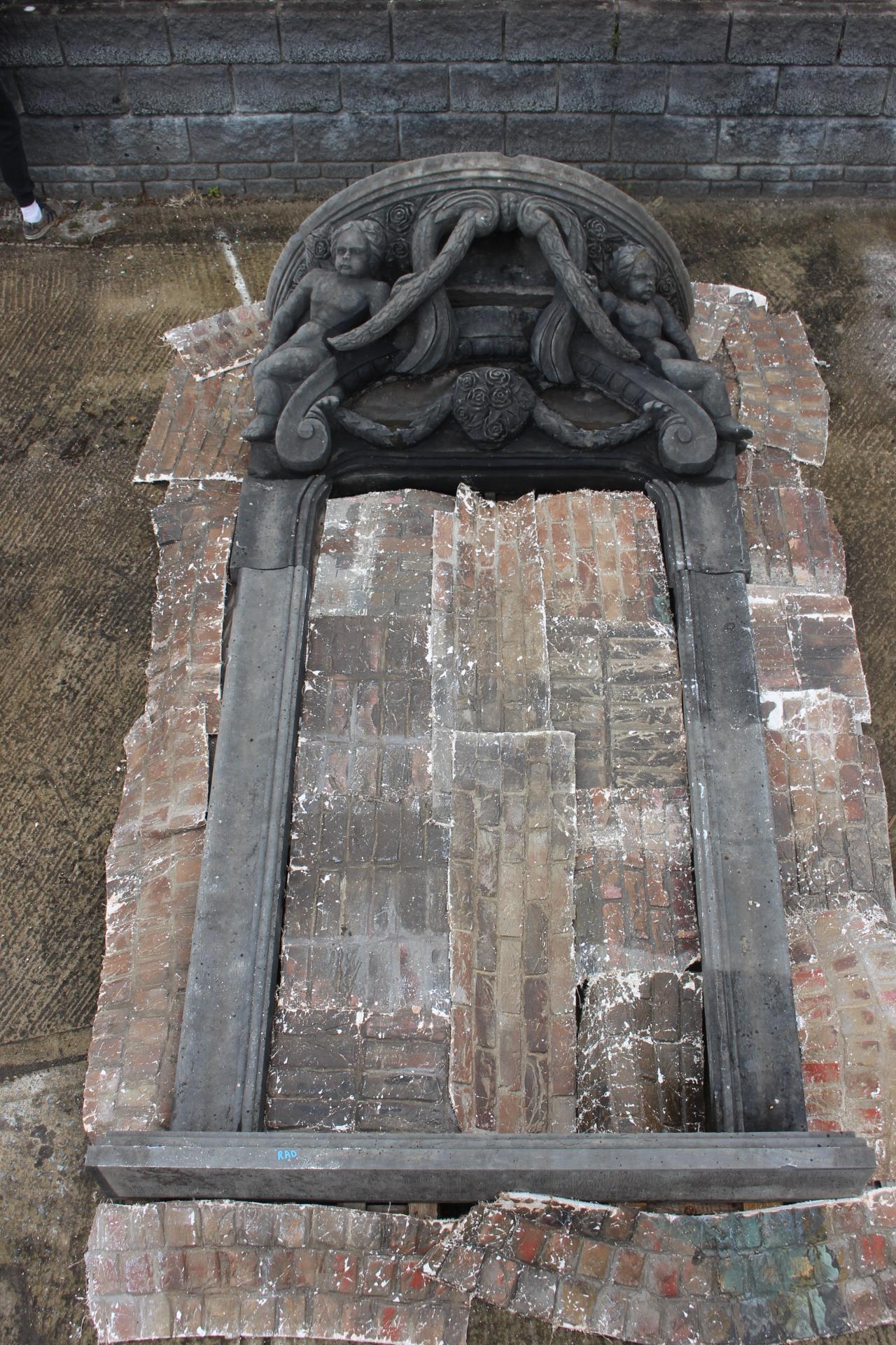 Early 19th C. Kilkenny stone door frame with arched top enclosing an oval window {H 360cm x W - Image 2 of 6