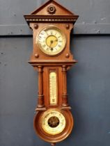 Wurttemberg clock and barometer with enamel face {H 65cm x W 22cm x D 11cm}.