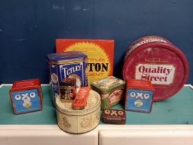 Ten advertising tins- Quality Street etc