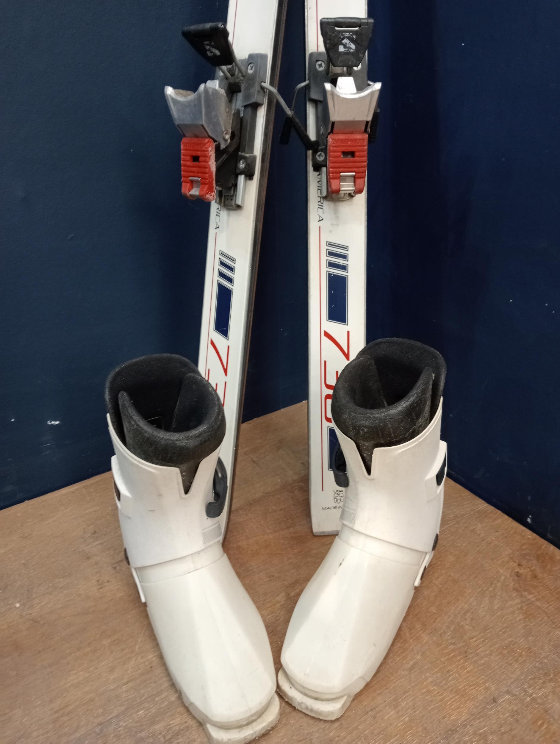 Pair of retro skis and boots size 6 - Image 2 of 2