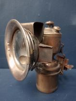 Late 19th C. Brass carbon bicycle light {H 16cm x W 10cm x D 15cm }.