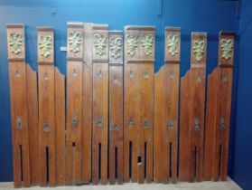 19th C. lot of ten wooden panels with floral design {H 200cm x W 270cm x D 4cm }.