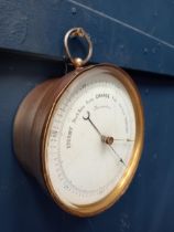 19th C. Brass framed barometer. {Dia 12cm x D 6cm }.