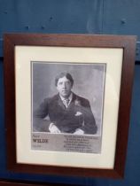 Framed black and white Oscar Wilde print {H 39cm x W 34cm}.