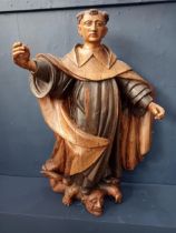 Solid wooden 18th C. religious figure of St Anthony conquering the demons shown under his feet {H