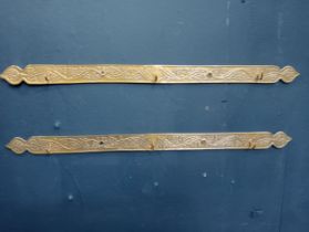 Pair of brass key holders {H 3cm x W 49cm}.