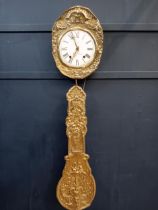 19th C. French brass Perrenet å st Etienne wall clock. {H 148cm x W 33cm x D 18cm}.
