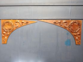 Pair of 19th C. carved oak corner arches.