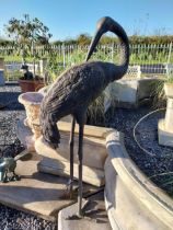 Pair of good quality bronze Storks {150 cm H x 40 cm W x 60 cm D and 123 cm H x 40 cm W x 60 cm