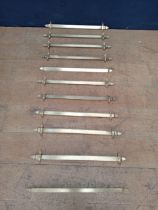 Set of eleven Victorian brass stair rods {H 3cm x W 56cm x D 3cm }.