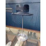 1930's Metal hat stand with ladies hat. {H 50cm x W 28cm x D 34cm }.