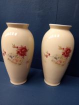 Pair of ceramic floral vases {H 15cm x Dia 8cm}.