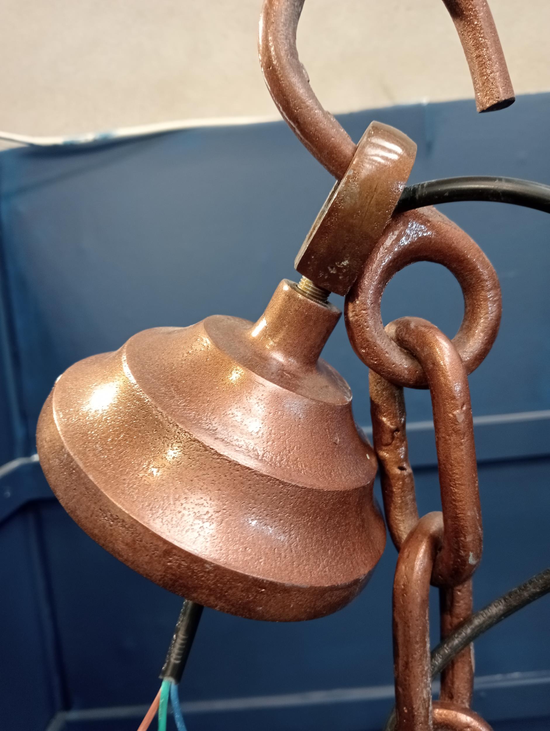 Industrial copper pendant light. {Drop H 128cm x Dia 50cm}. - Image 3 of 3