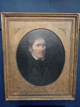 Victorian gilt framed portrait of Gentleman {H 86cm x W 72cm x D 4cm}.