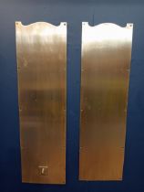 Pair of brass door plates {Each H 84cm x W 24cm }.