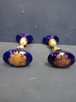 Two pair of ceramic blue oval door knobs {H 4cm x W 6cm x D 14cm}.