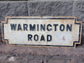Warmington Road cast iron street sign {H 33cm x W 86cm}.