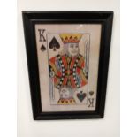 Framed King of spades print. {H 54 cm x W 34}.