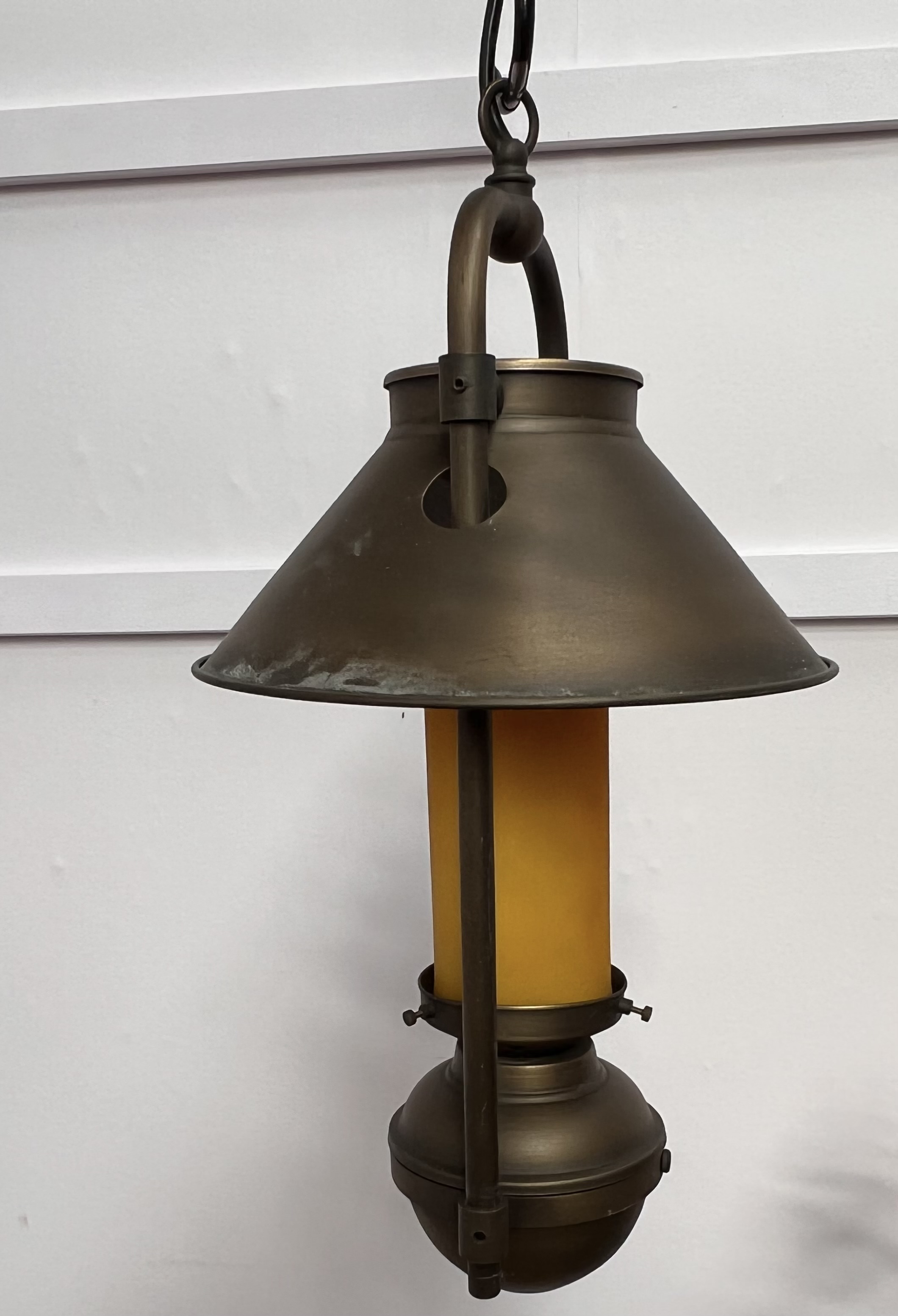 Metal lantern light. {H 47cm x Dia 25cm}.