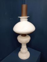 Victorian oil lamp glass reservoir wired for electric globe shade {H 60cm x Dia 20cm }.