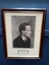 Framed black and white print of Padraig Pearse 1879-1916 {H 46cm x W 36cm}.