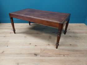 Good quality 19th C. mahogany centre stool with inset leather seat raised on turned legs {46 cm H