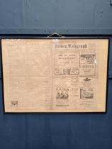 Newry telegraph 1937 original newspaper in wooden frame {H 62cm x W 86cm}.